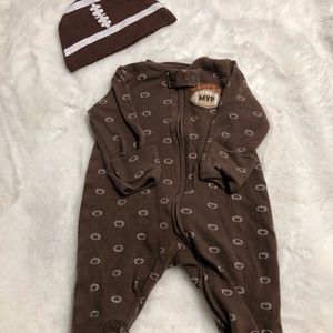 Carters NB football one piece outfit